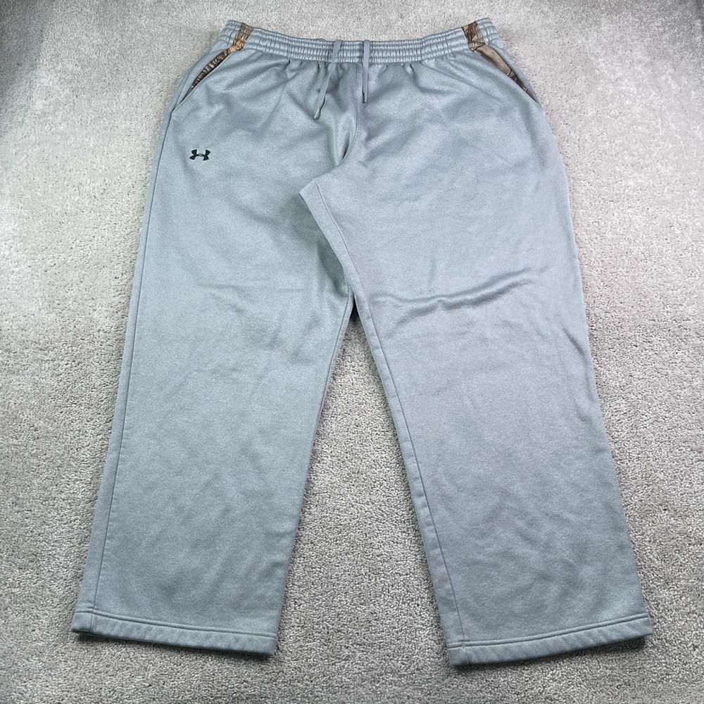Under Armour Sweatpants Mens 2XL Gray Storm Camo Trim Loose Fit Fleece Pants